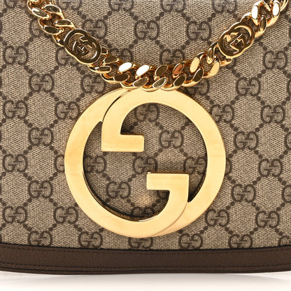 Gucci GG Supreme Monogram Textured Dollar Calfskin Blondie Chain Shoulder Flap Bag Beige Ebony New Acero 8 of 10