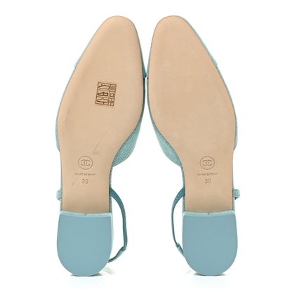 Chanel Denim Cap Toe CC Slingback Flats 39 Blue 5 of 11