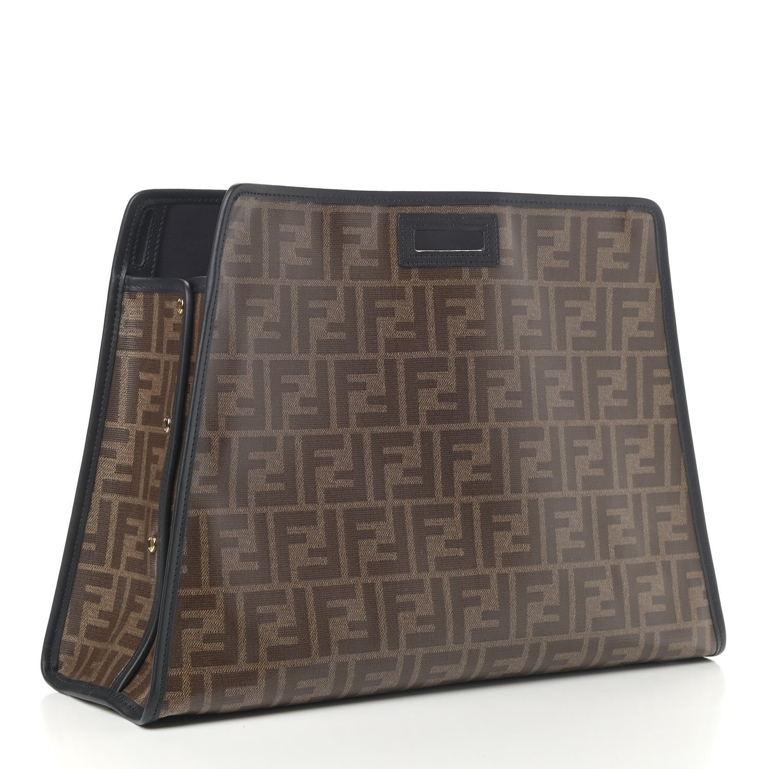Fendi Glazed Fabric Vitello Century FF 1974 Stamp Patch Medium Peekaboo Defender Cover Mogano Panna Black 2 of 13