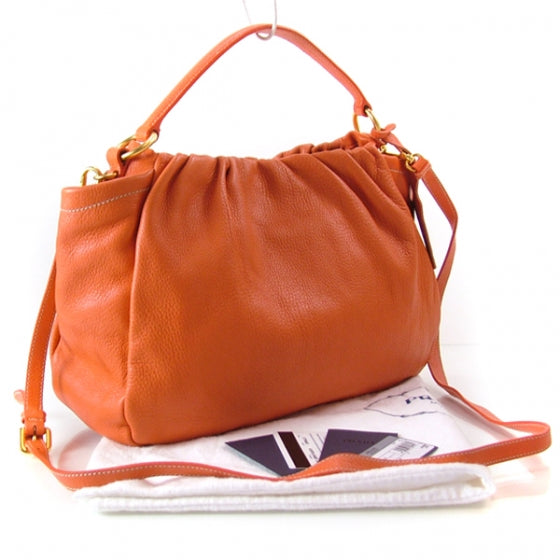 Prada Cervo Deerskin Pleats Hobo Corallo 3 of 11