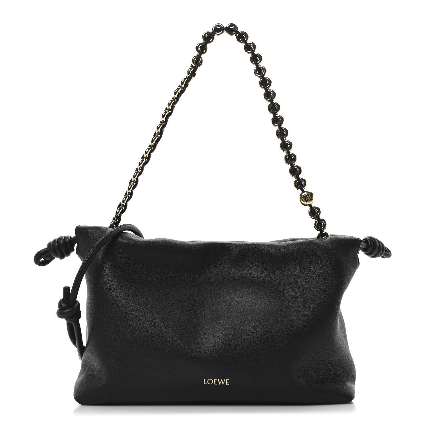 Loewe Mellow Nappa Medium Donut Chain Flamenco Knot Clutch Black 1 of 9
