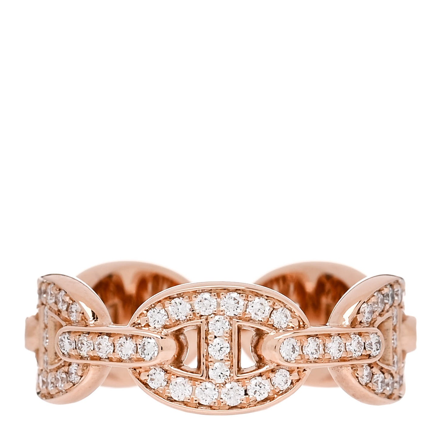18K Rose Gold Diamond PM d'Ancre Enchainee Ring 52 6