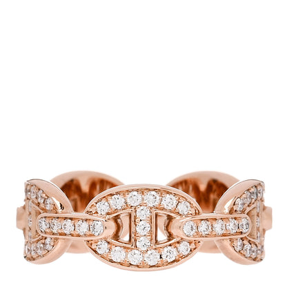 Hermes 18K Rose Gold Diamond PM d'Ancre Enchainee Ring 52 6 3 of 9