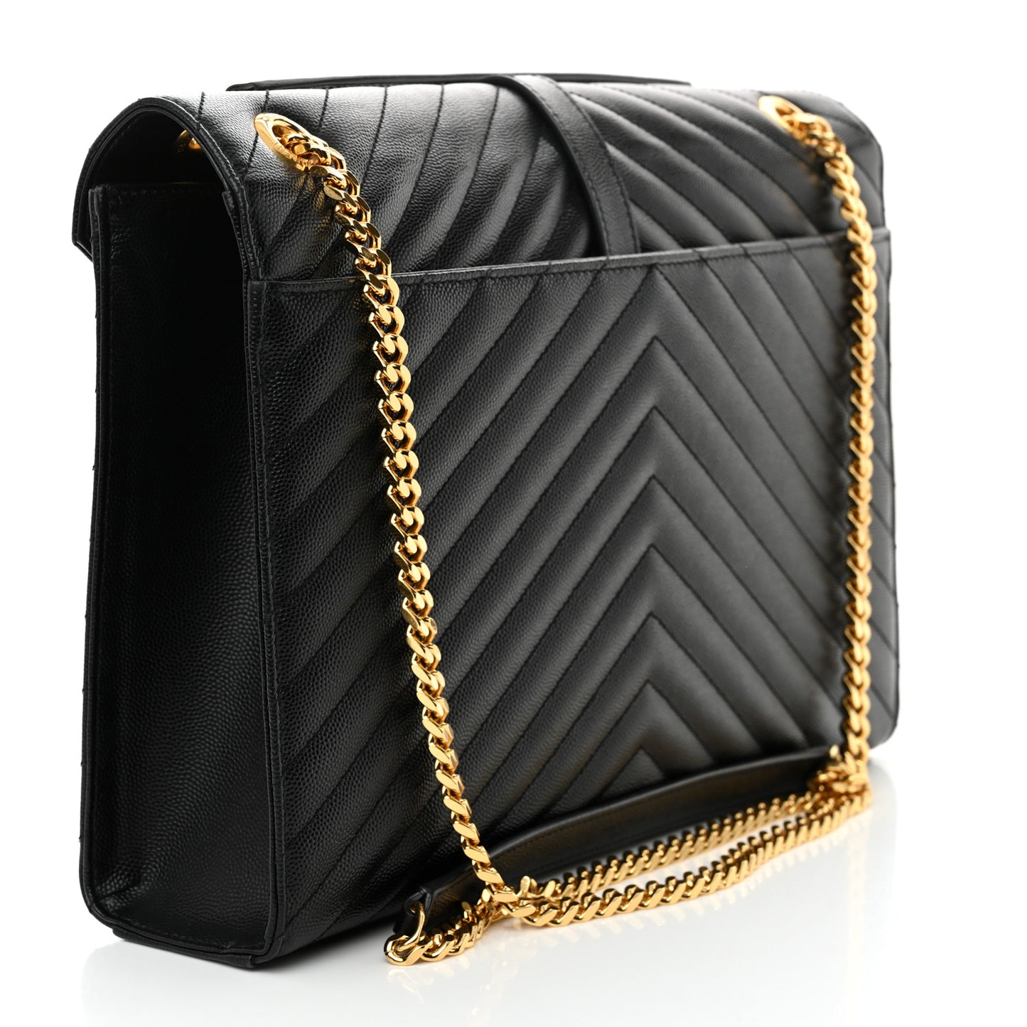 Grain De Poudre Matelasse Chevron Large Monogram Satchel Black