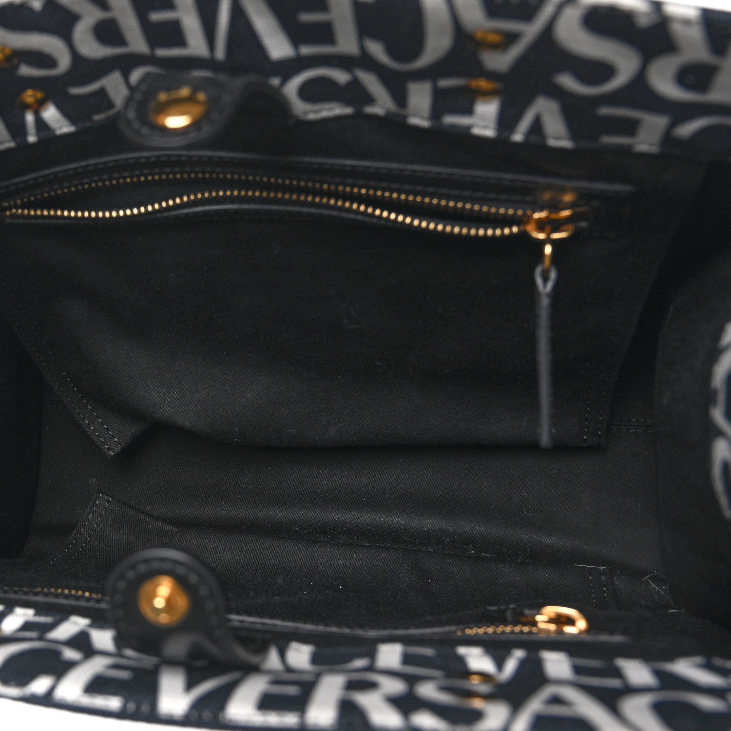 Versace Canvas Calfskin Allover La Medusa Small Tote Black 5 of 10