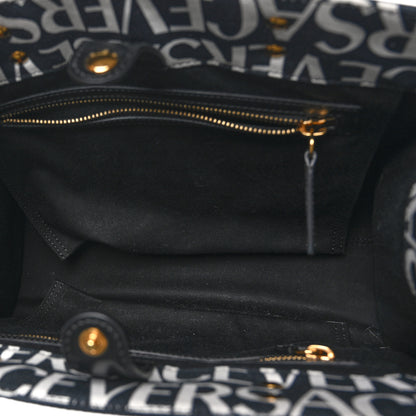 Versace Canvas Calfskin Allover La Medusa Small Tote Black 5 of 10