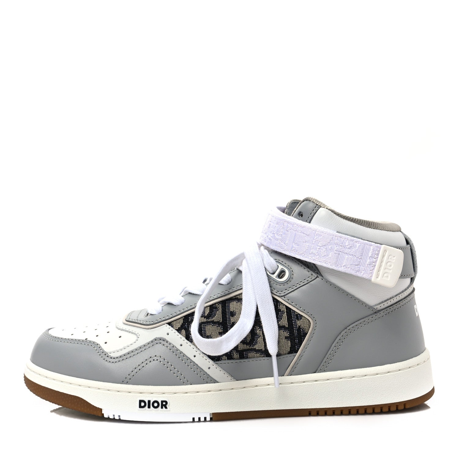 Christian Dior Smooth Calfskin Jacquard Oblique Mens B27 Mid Top Sneakers 41 Beige Blue 1 of 8