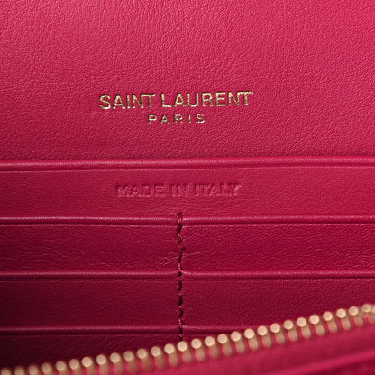 Saint Laurent Patent Calfskin Matelasse Monogram Vicky Chain Wallet Neon Bubblegum 5 of 6