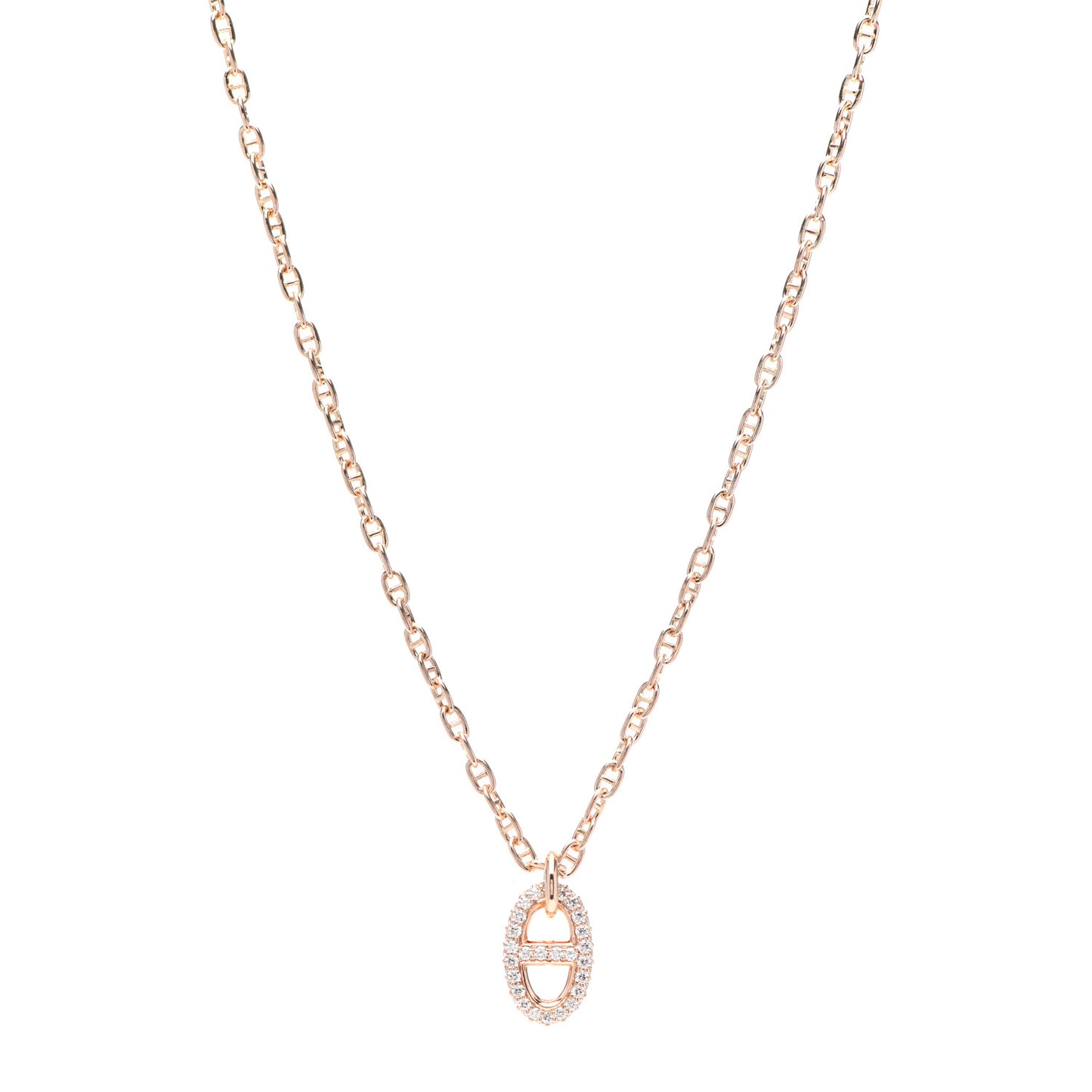 18K Rose Gold Diamond PM New Farandole Pendant Necklace ST