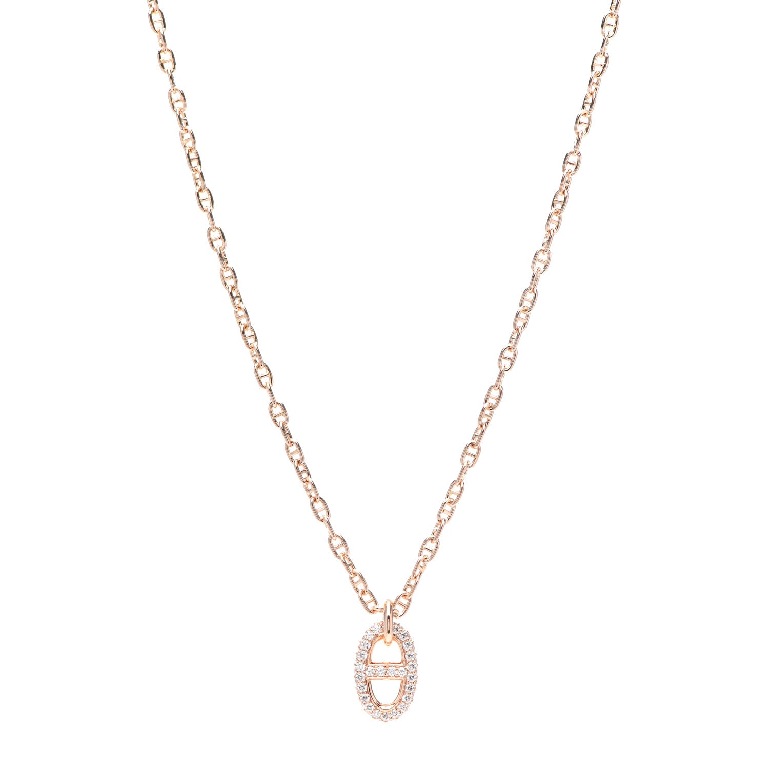 Hermes 18K Rose Gold Diamond PM New Farandole Pendant Necklace ST 1 of 6