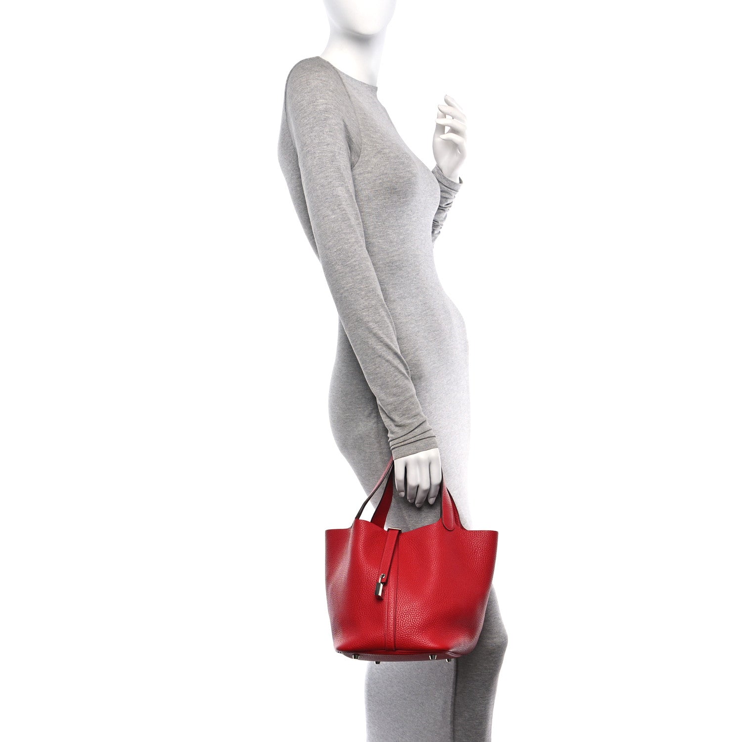 Hermes Taurillon Clemence Picotin Lock 22 MM Rouge Vif 2 of 10