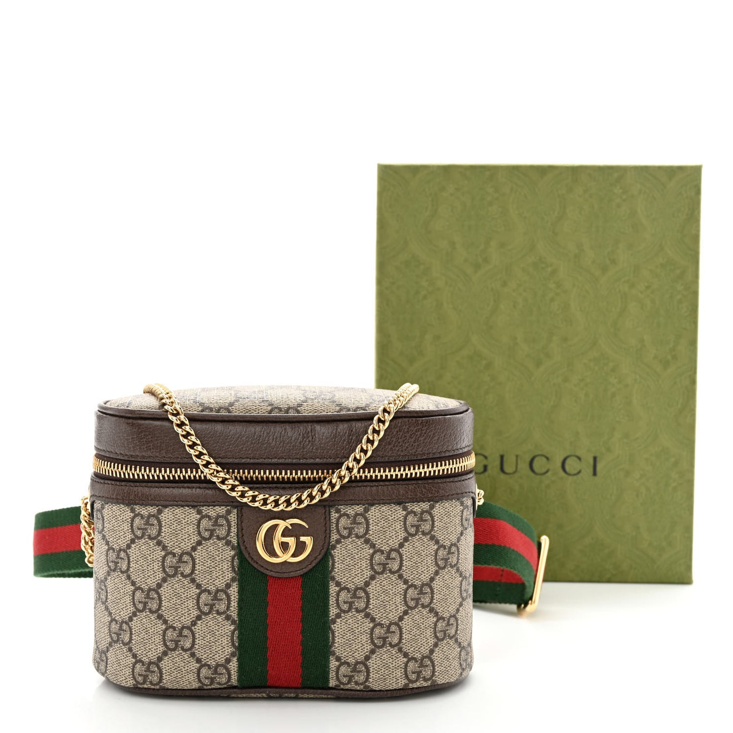 GG Supreme Monogram Web Ophidia Belt Bag 110 44 Dark Brown