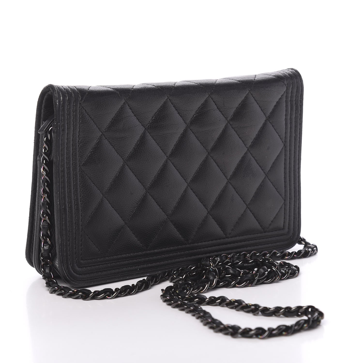 Chanel Caviar Quilted Boy Wallet On Chain WOC So Black 3 of 13