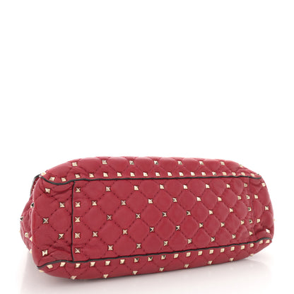 Valentino Garavani Nappa Large Rockstud Spike Shoulder Bag Rubino 4 of 15