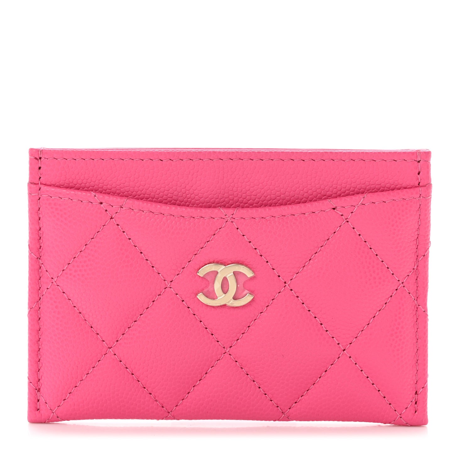 Caviar Quilted Card Holder Pink