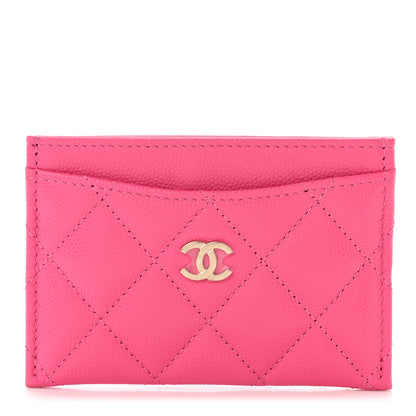 Chanel Caviar Quilted Card Holder Pink 1 of 9