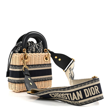 Christian Dior Wicker Oblique Mini Lady Dior Bag Blue 3 of 9