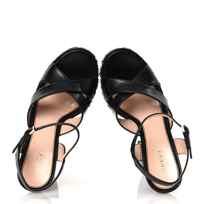 Gucci Malaga Kid Interlocking G Studs 155mm Platform Sandals 36 Perfect Black 2 of 12