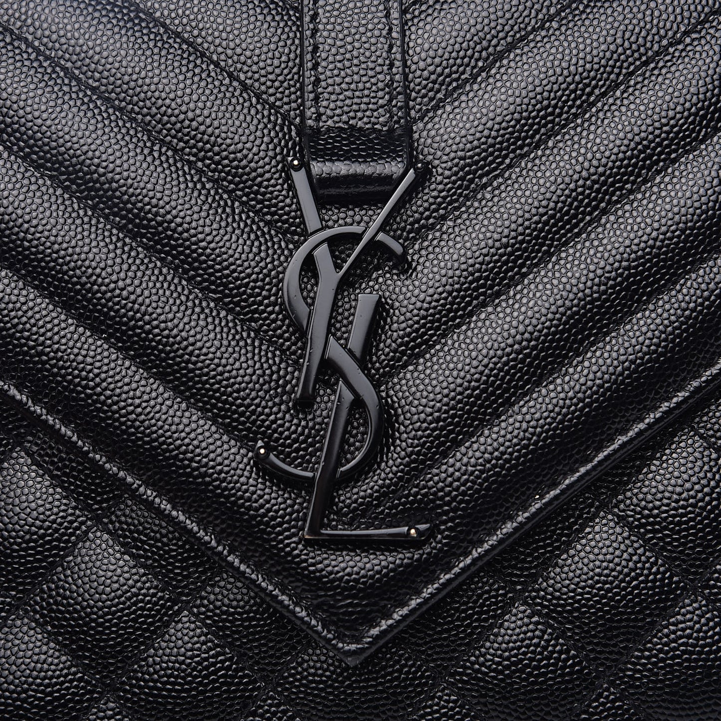 Grain De Poudre Textured Mixed Matelasse Triquilt Medium Monogram Satchel Black