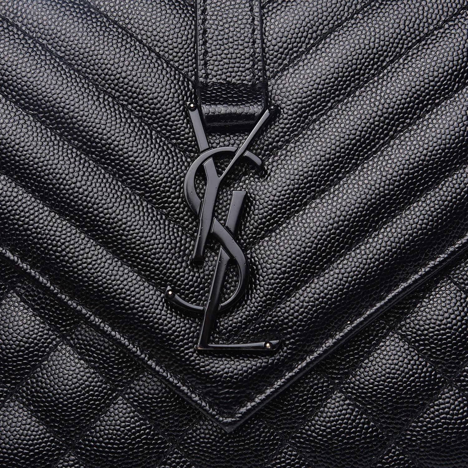 Saint Laurent Grain De Poudre Textured Mixed Matelasse Triquilt Medium Monogram Satchel Black 10 of 10