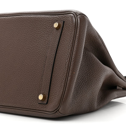 Hermes Taurillon Clemence Birkin 35 Chocolate 9 of 11