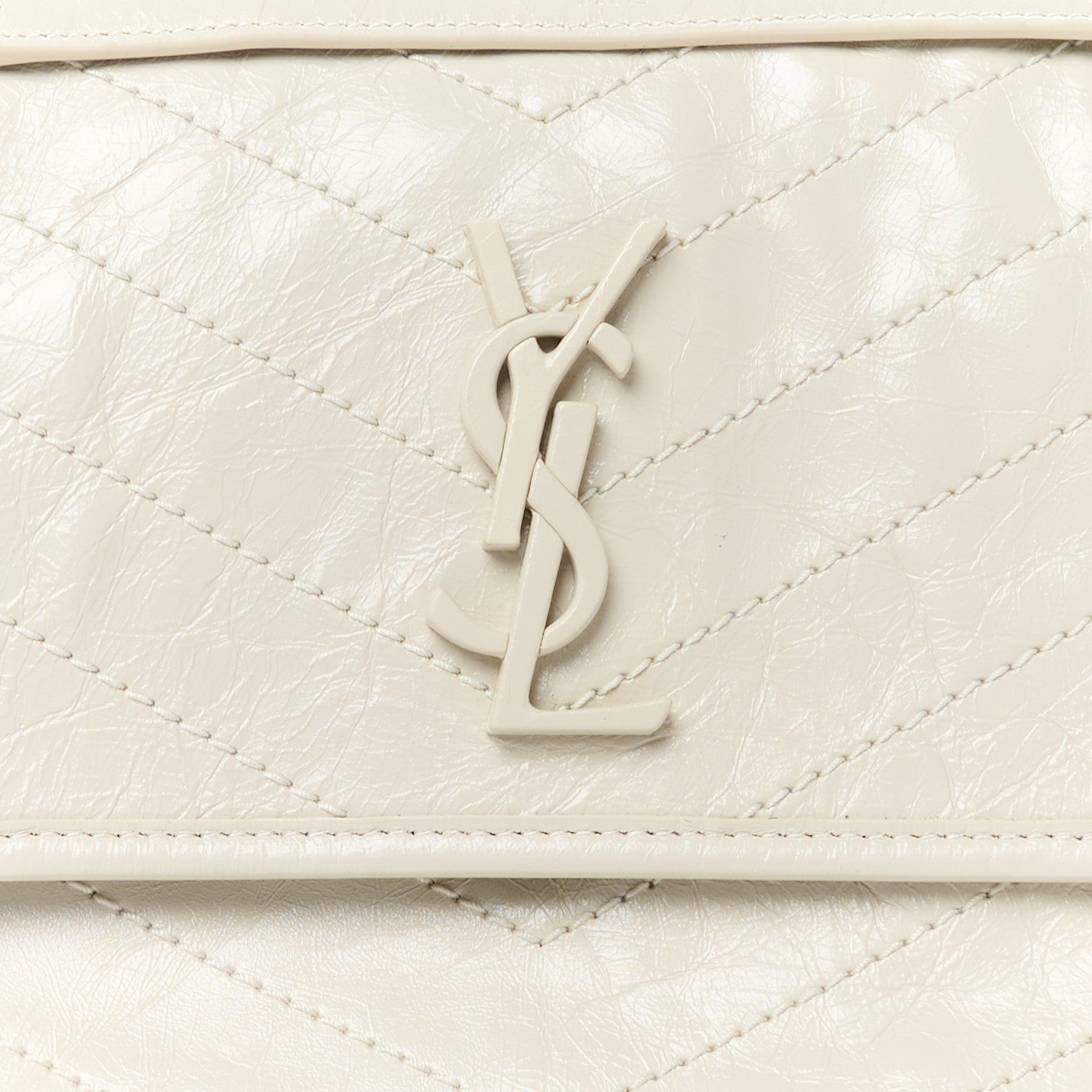 Saint Laurent Crinkled Calfskin Matelasse Monogram Medium Niki Chain Satchel Crema Soft 9 of 11