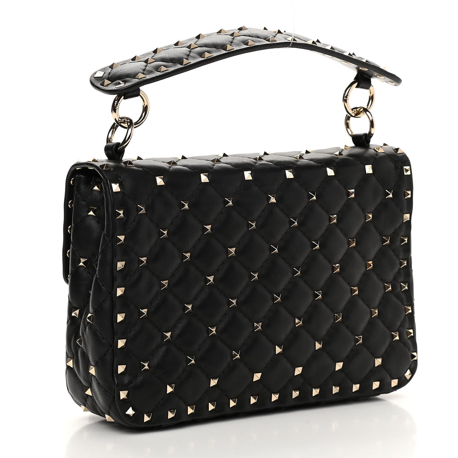 Valentino Garavani Lambskin Ayers Flames Medium Rockstud Spike Shoulder Bag Black 3 of 9