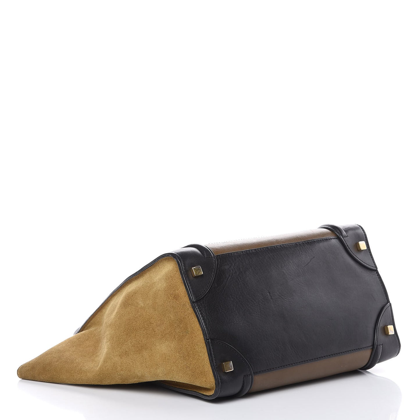 Satin Calfskin Suede Mini Tri-Color Luggage Beige