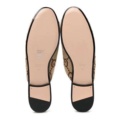 Gucci Monogram Jumbo GG Malaga Kid Womens Princetown Slippers 41 Camel Ebony New Acero Beige 5 of 8