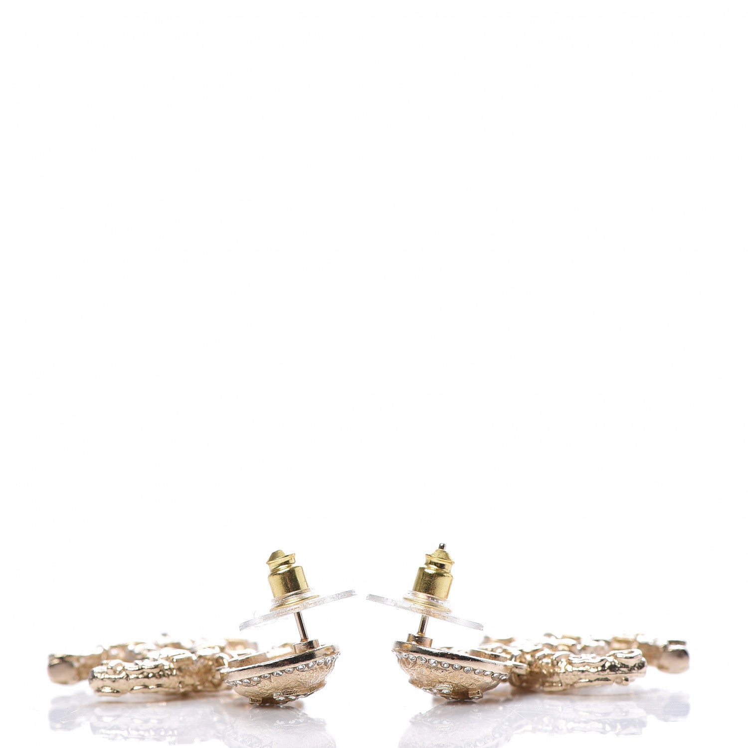 Chanel Crystal CC Drop Logo Earrings Gold 3 of 5