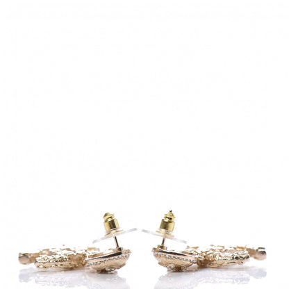 Chanel Crystal CC Drop Logo Earrings Gold 3 of 5