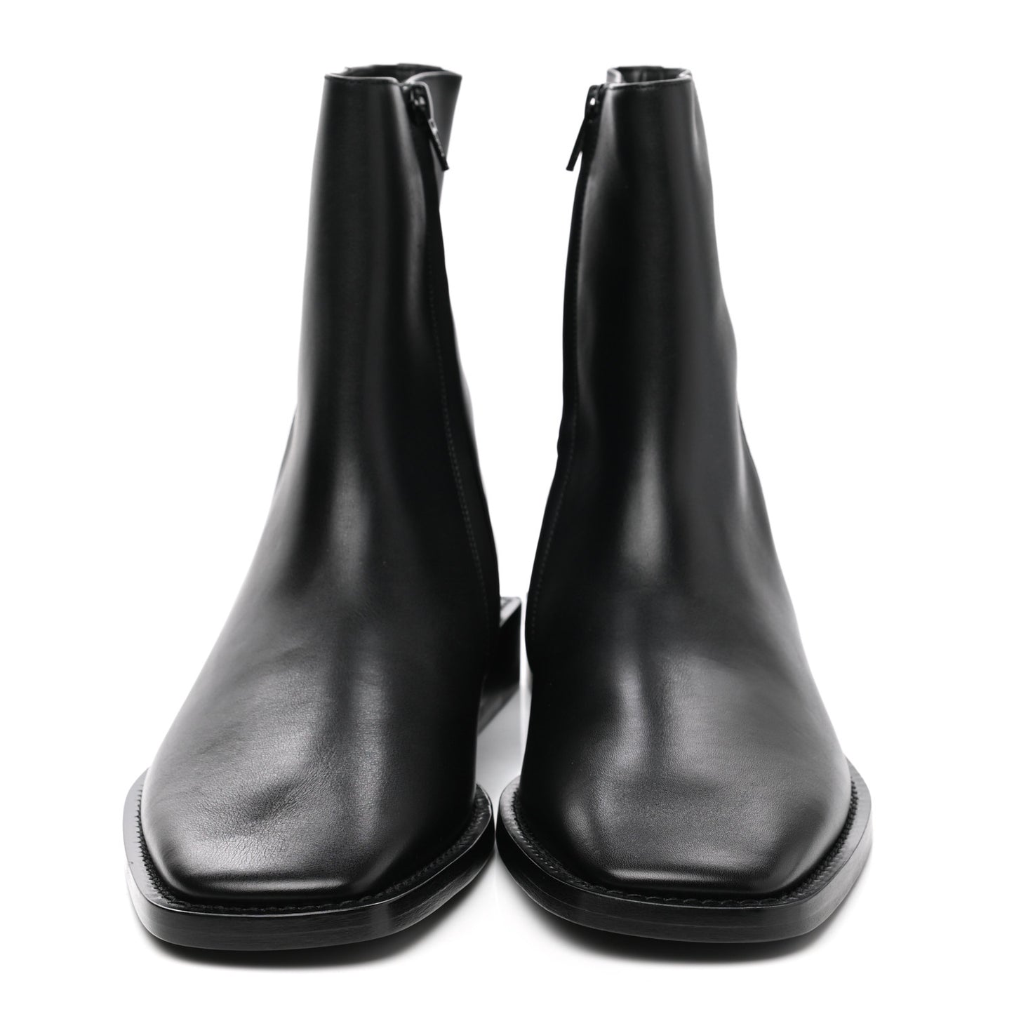 Calfskin Soft Rim Ankle Booties 40 Black