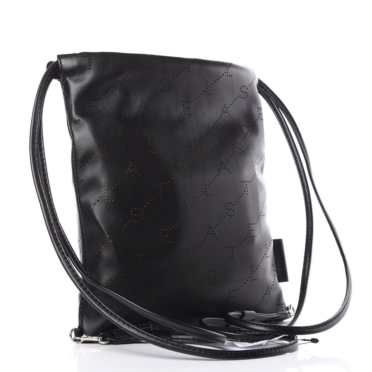 Eco Alter Nappa Perforated Logo Mini Drawstring Backpack Black