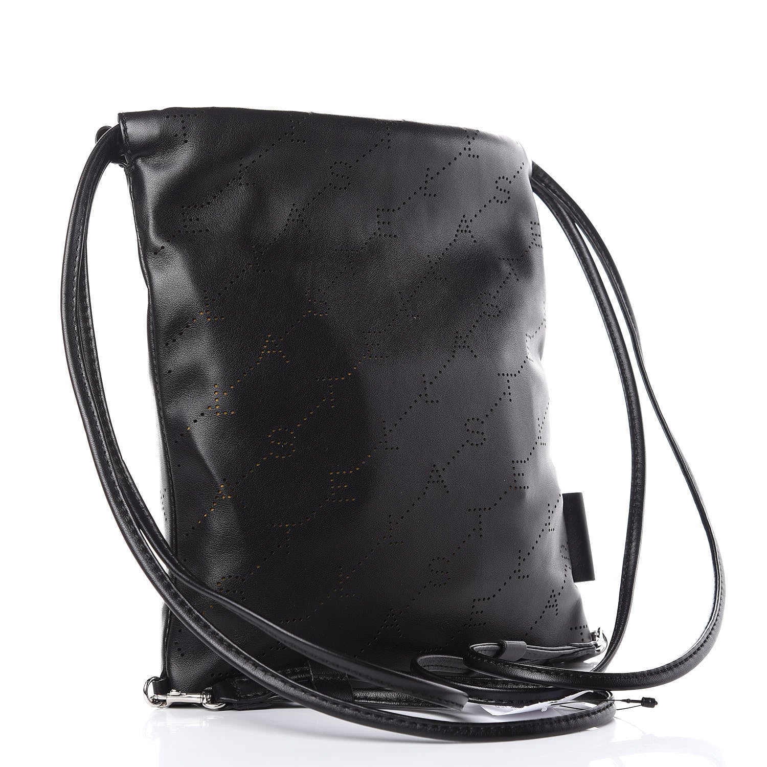 Stella McCartney Eco Alter Nappa Perforated Logo Mini Drawstring Backpack Black 3 of 6