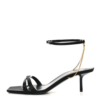 Saint Laurent Crepe Satin Ankle Strap Melody Sandals 38 Black 1 of 7