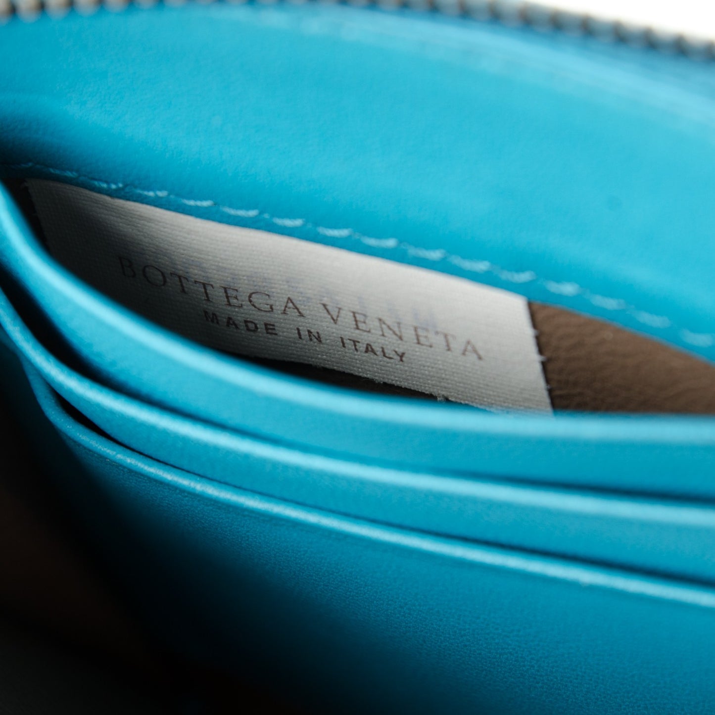 Nappa Intrecciato Zip Around Wallet Turquoise