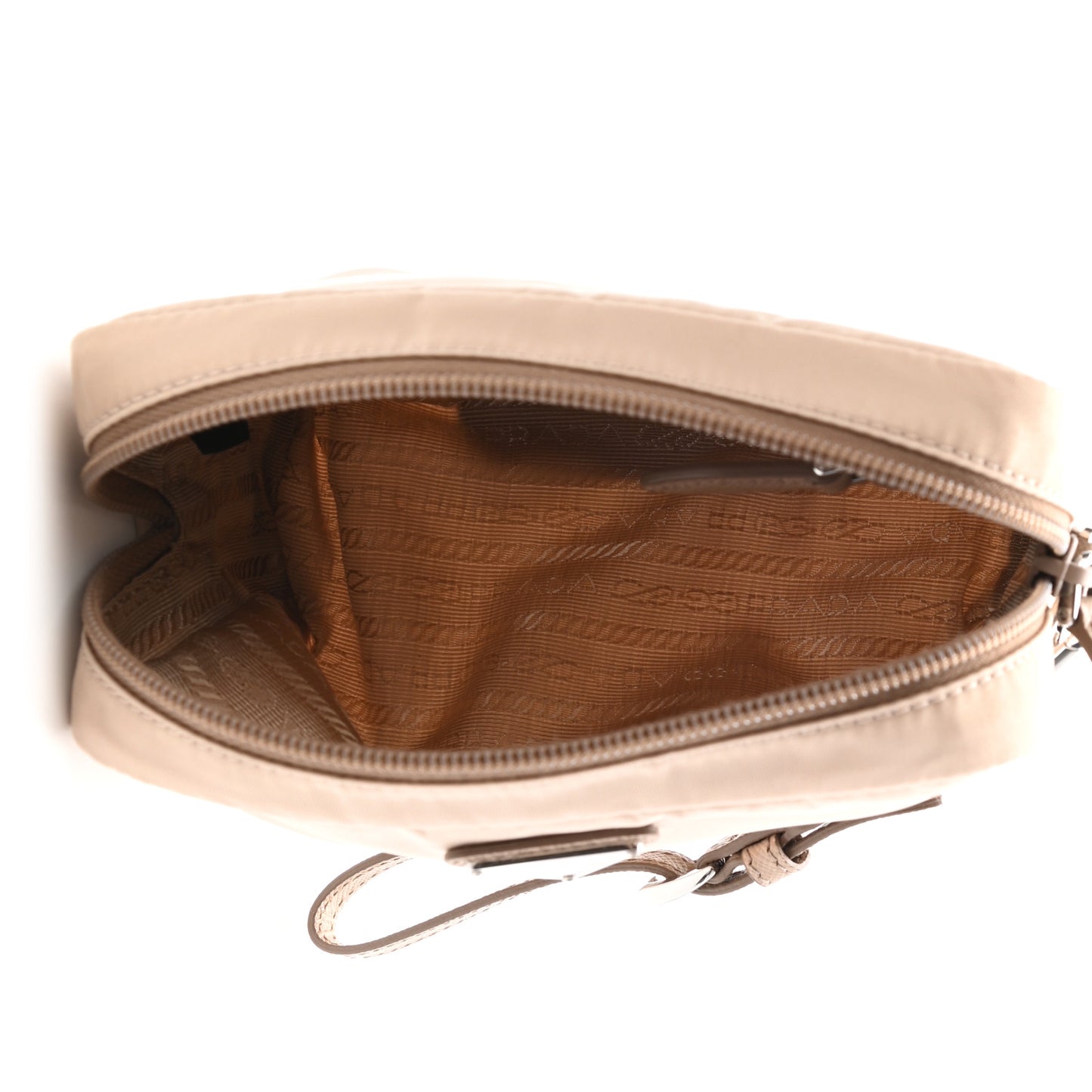 Tessuto Nylon Vela Saffiano Necessaire Wristlet Pouch Cammeo