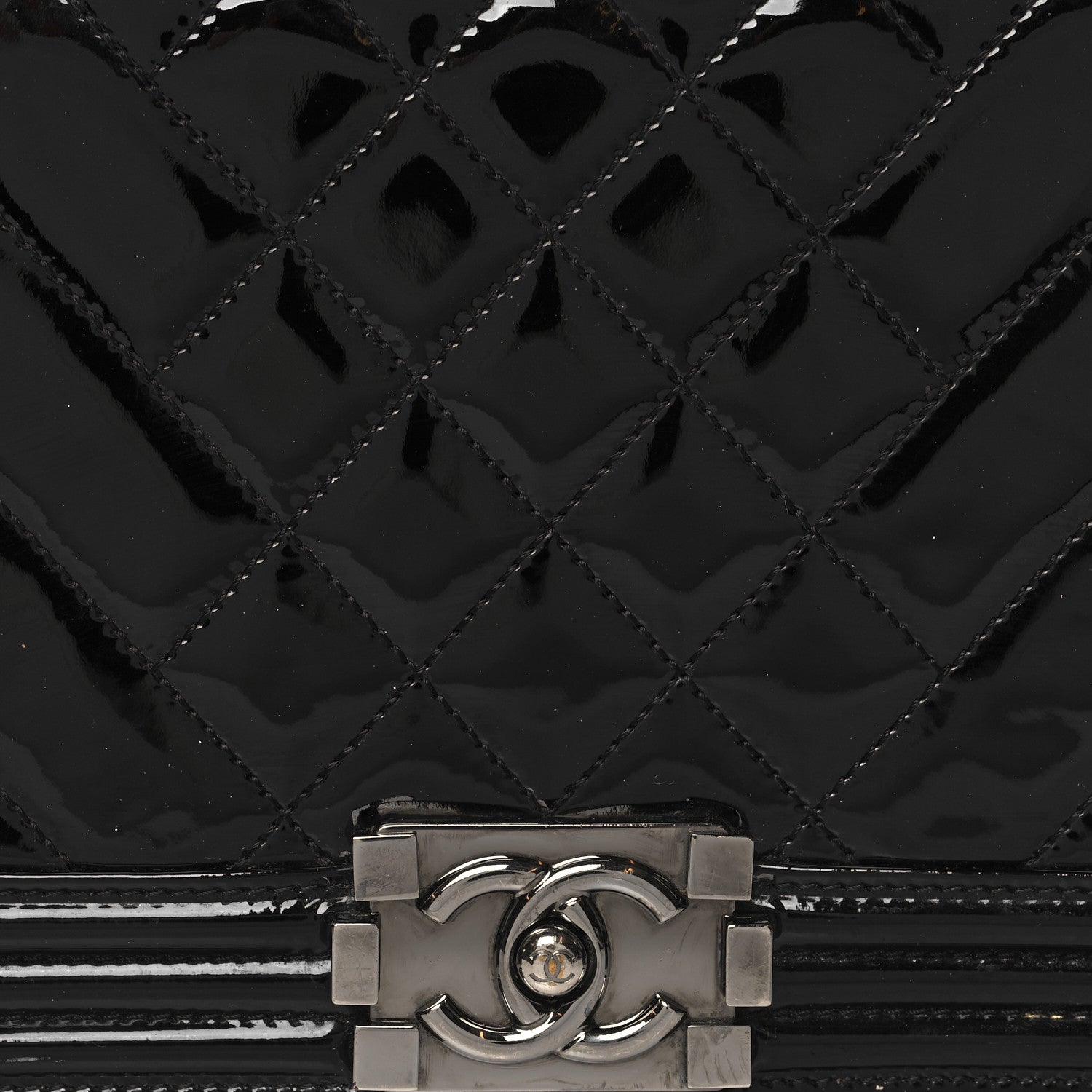 Chanel Patent Chevron Quilted New Medium Boy Flap Black 8 of 11