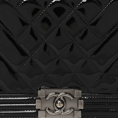 Chanel Patent Chevron Quilted New Medium Boy Flap Black 8 of 11