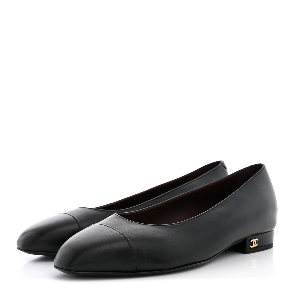 Chanel Lambskin Cap Toe CC Uniform Ballerina Flats 36.5 Black 4 of 11