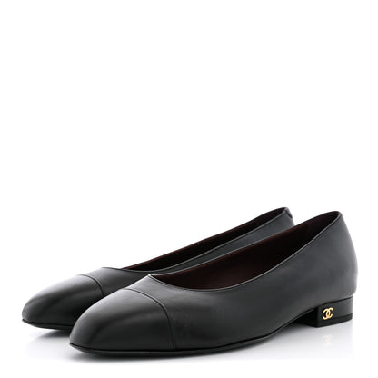 Chanel Lambskin Cap Toe CC Uniform Ballerina Flats 36.5 Black 4 of 11