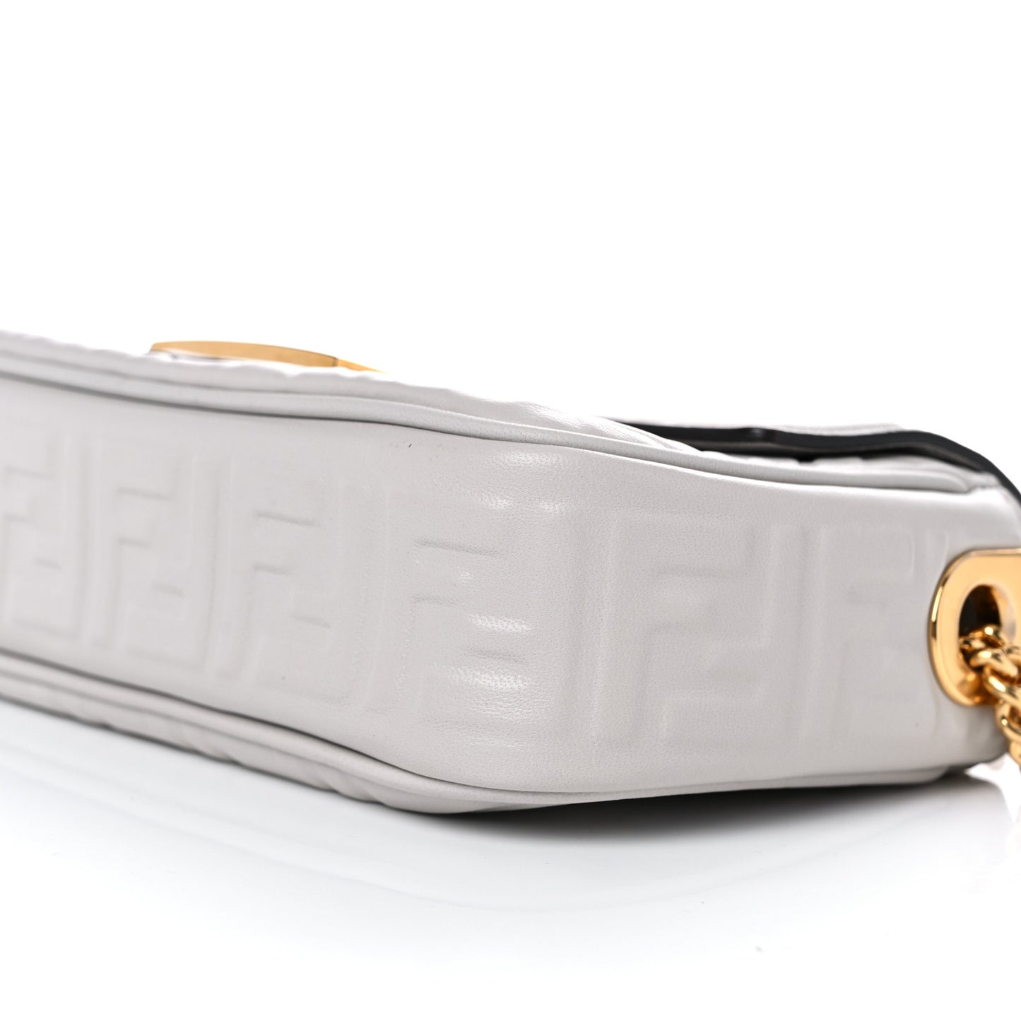 Nappa Small FF Embossed Midi Chain Baguette Ghiaia