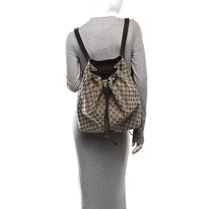 Gucci Monogram Dollar Calfskin O Drawstring Backpack Beige Ebony Testa di Moro Dark Chocolate 2 of 10