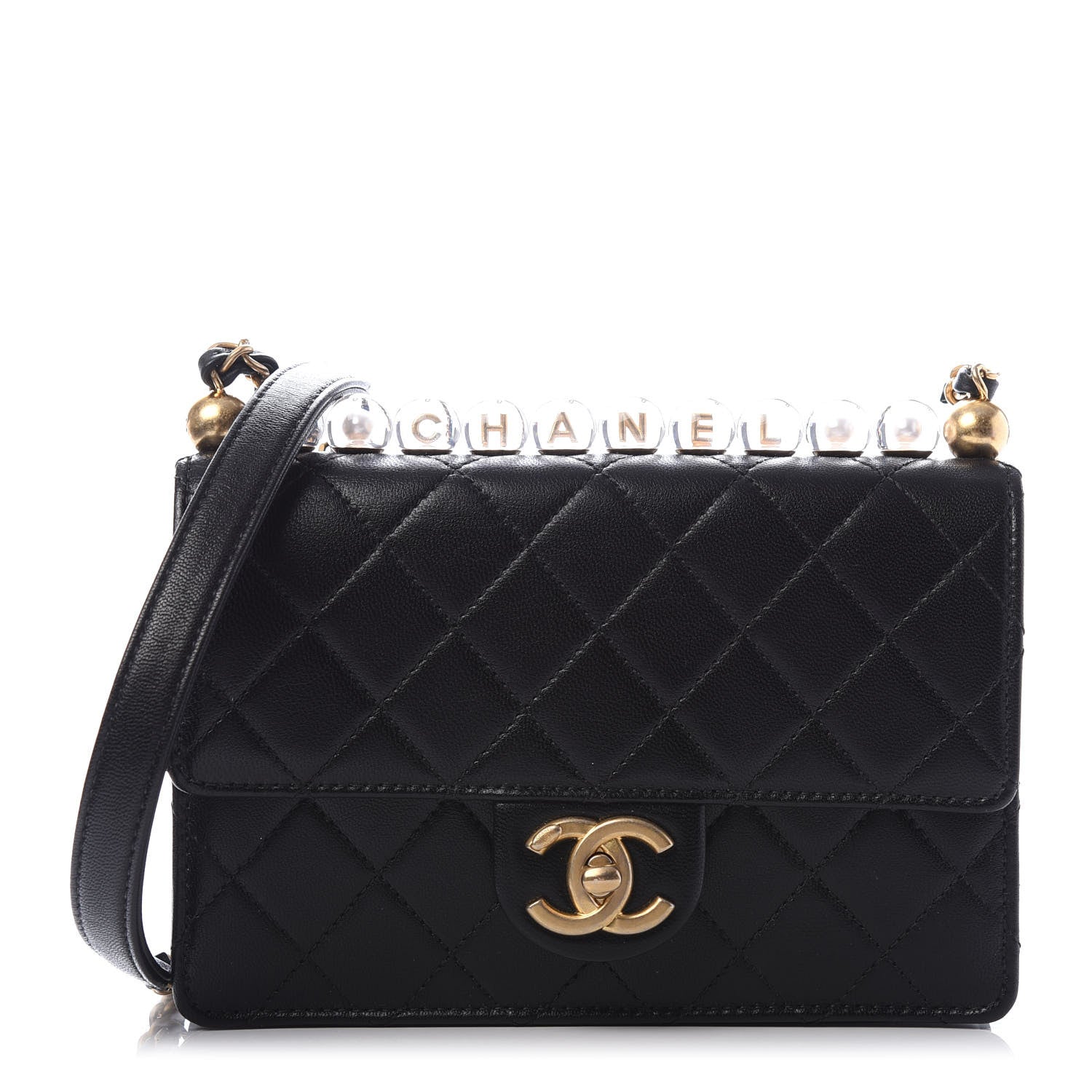 Chanel Goatskin Quilted Acrylic Beads Small Flap Black 1 of 10