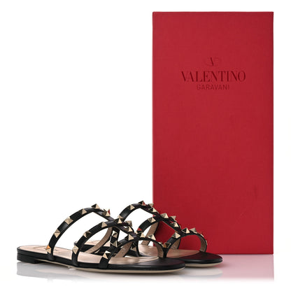 Valentino Garavani Nappa Rockstud Caged Flat Slide Sandals 36 Black 10 of 10