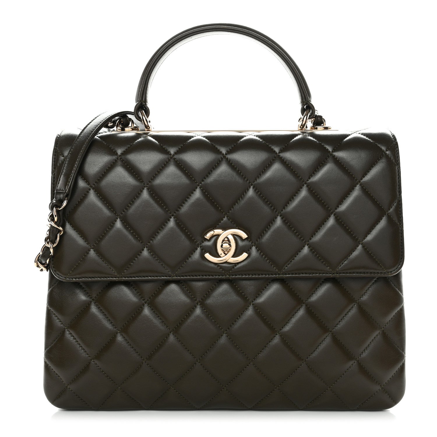 Chanel Lambskin Quilted Large Trendy CC Dual Handle Flap Bag Khaki 1 of 10