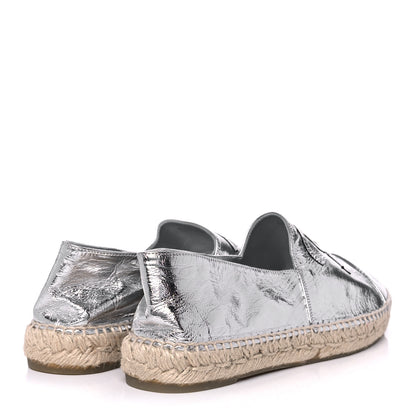 Chanel Laminated Goatskin CC Espadrilles 42 Silver 4 of 10