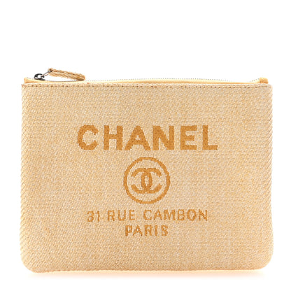 Chanel Woven Straw Raffia Small Deauville Pouch Light Yellow 1 of 7