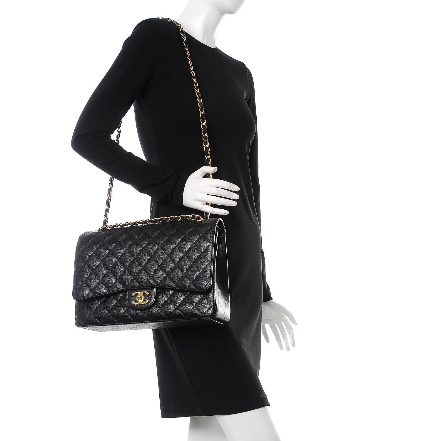 Chanel Caviar Quilted Maxi Double Flap Black 2 of 9