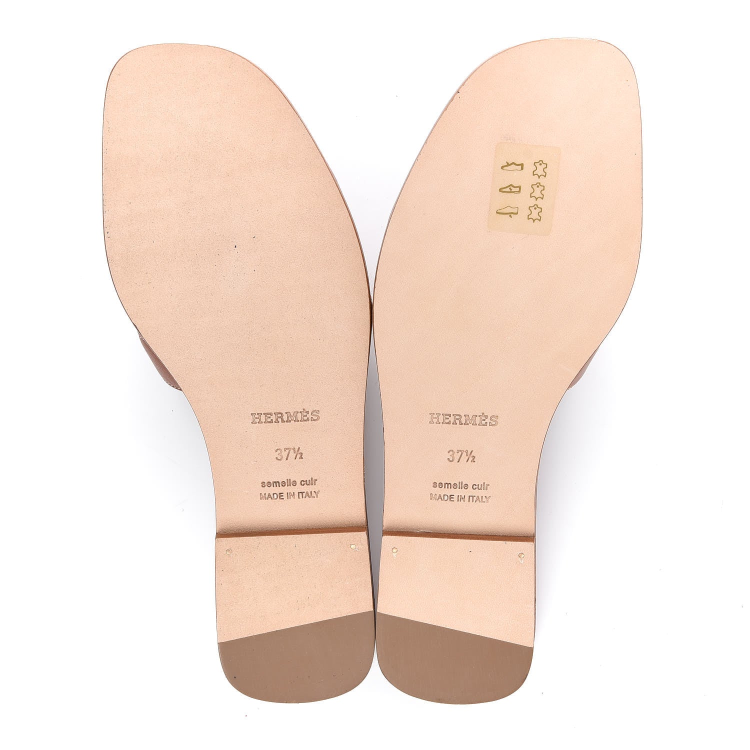 Hermes Box Calfskin Oran Sandals 37.5 Gold 5 of 11
